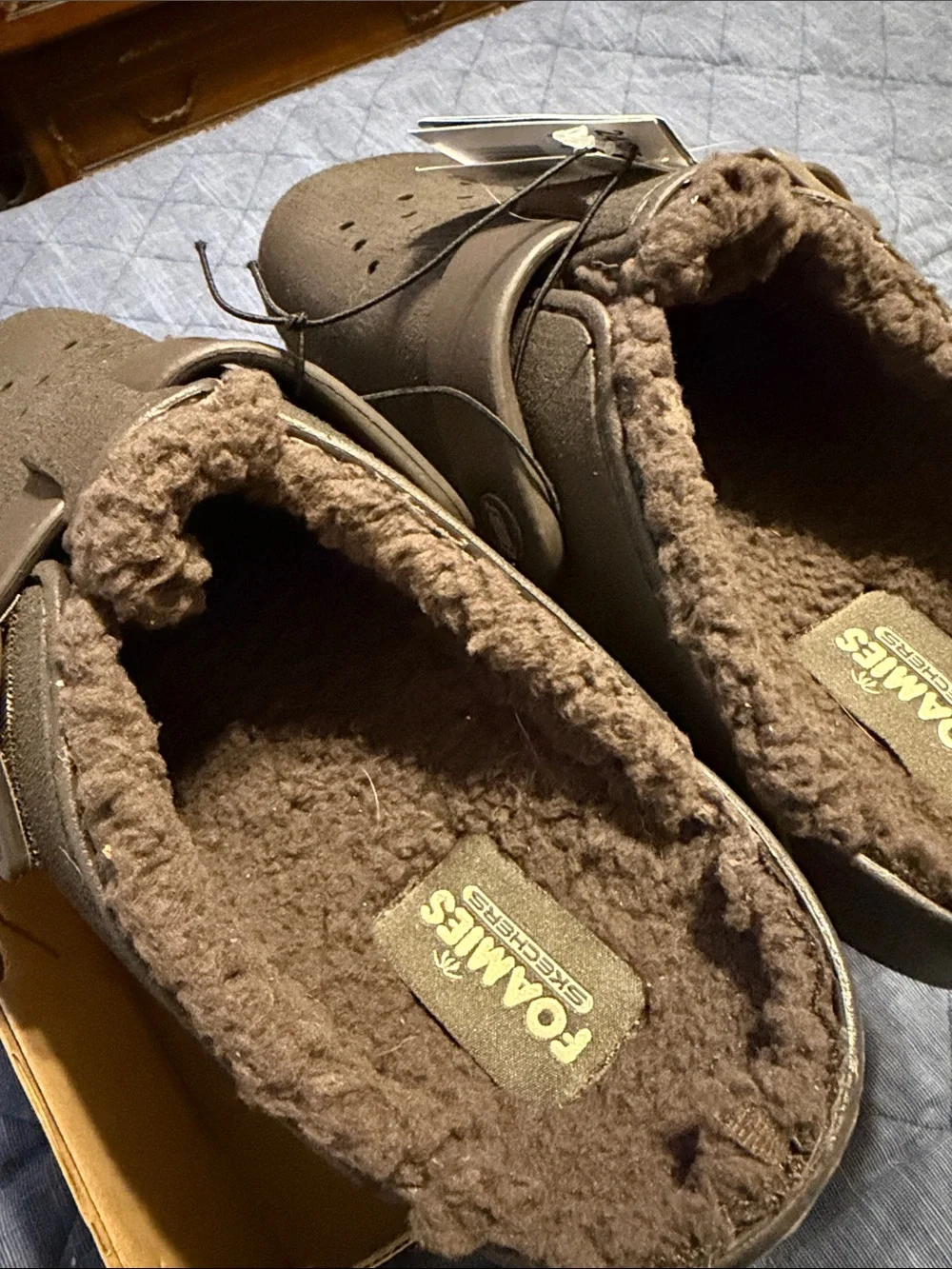 Skechers Kids Brown Faux-Fur Lined Clog Slippers with Buckle